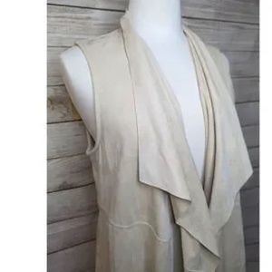 Premise Faux Leather Open Front Drape Vest‎ Size Large - NWOT